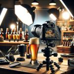 DALL·E 2023-12-23 13.35.45 - A photo depicting the essential equipment used in beer photography. The image shows a professional camera setup with a tripod, positioned in front of .png